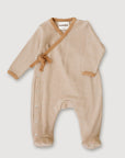 Wool Rib Footie - Fawn Stripe