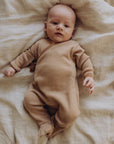 Wool Rib Footie - Fawn Stripe