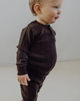 Wool Rib Henley Top - Storm