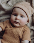 Wool Rib Baby Hat - Fawn Stripe