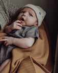 Wool Rib Baby Hat - Oat Stripe