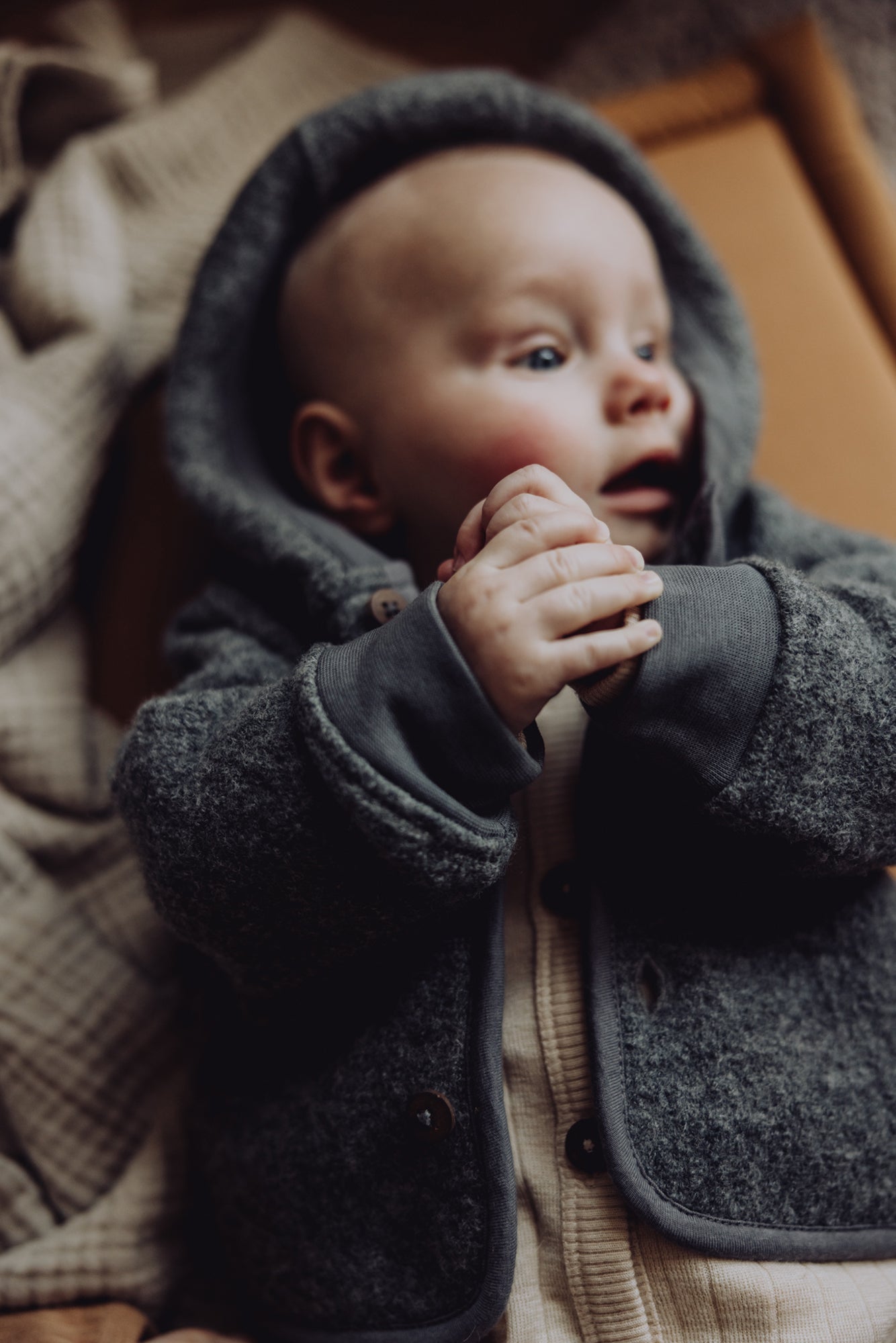 Wool Hooded Jacket - Storm | Finch & Fable