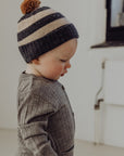 Wool Knitted Beanie - Stripe Storm