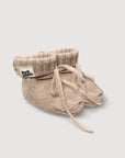 Wool Knitted Baby Booties - Oat