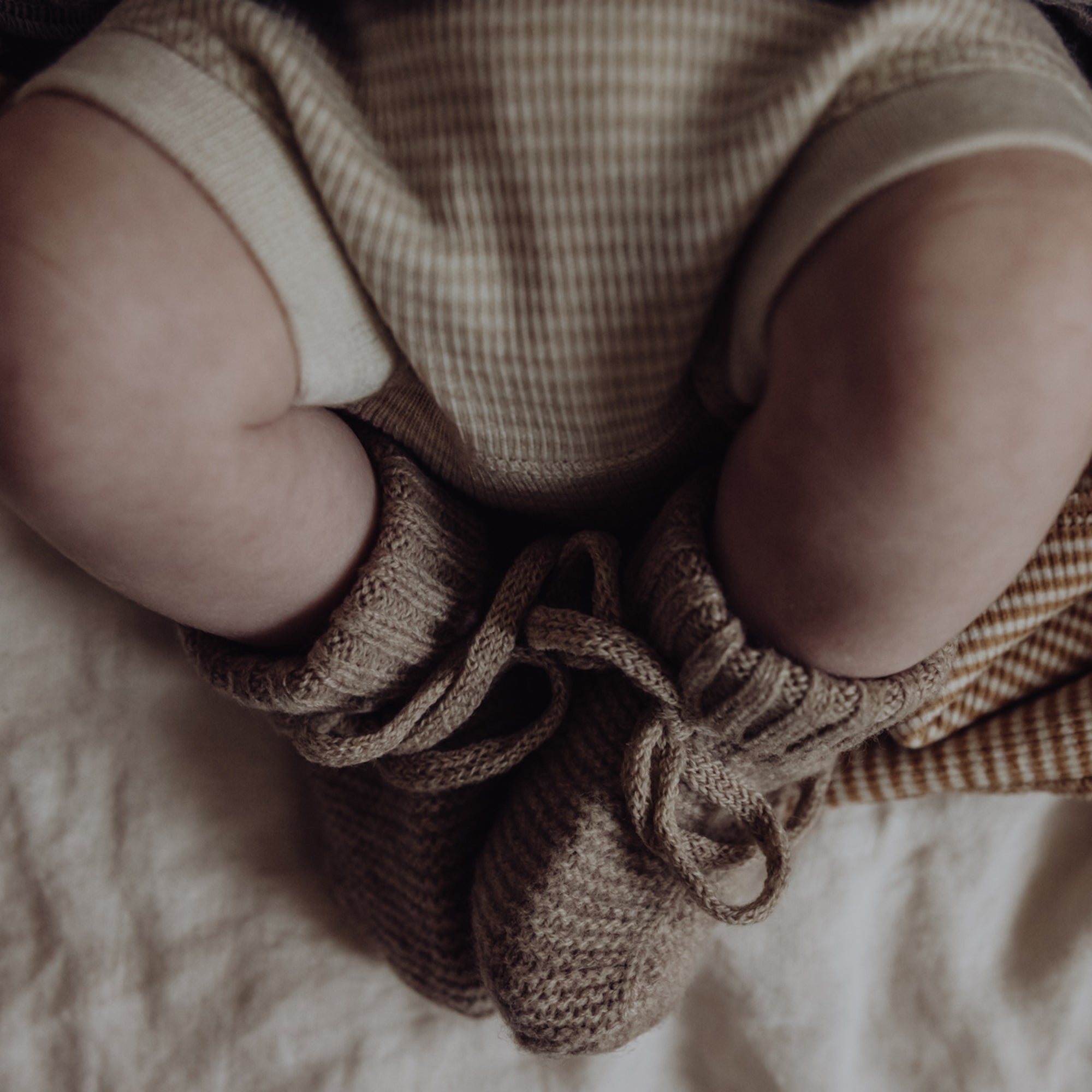 Finch & Fable - Wool Knitted Baby Booties - Oat Finch & Fable - Wool Knitted Baby Booties - Oat