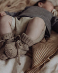 Wool Knitted Baby Booties - Oat