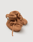 Wool Knitted Baby Booties - Fawn