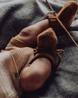 Wool Knitted Baby Booties - Fawn
