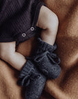 Wool Knitted Baby Booties - Storm
