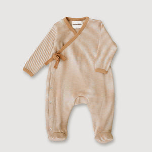 Wool Rib Footie - Fawn Stripe