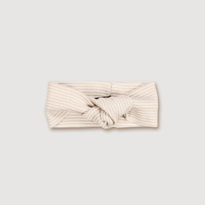 Wool Rib Knotted Headband - Oat Stripe