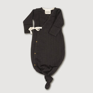 Wool Rib Kimono Gown - Storm