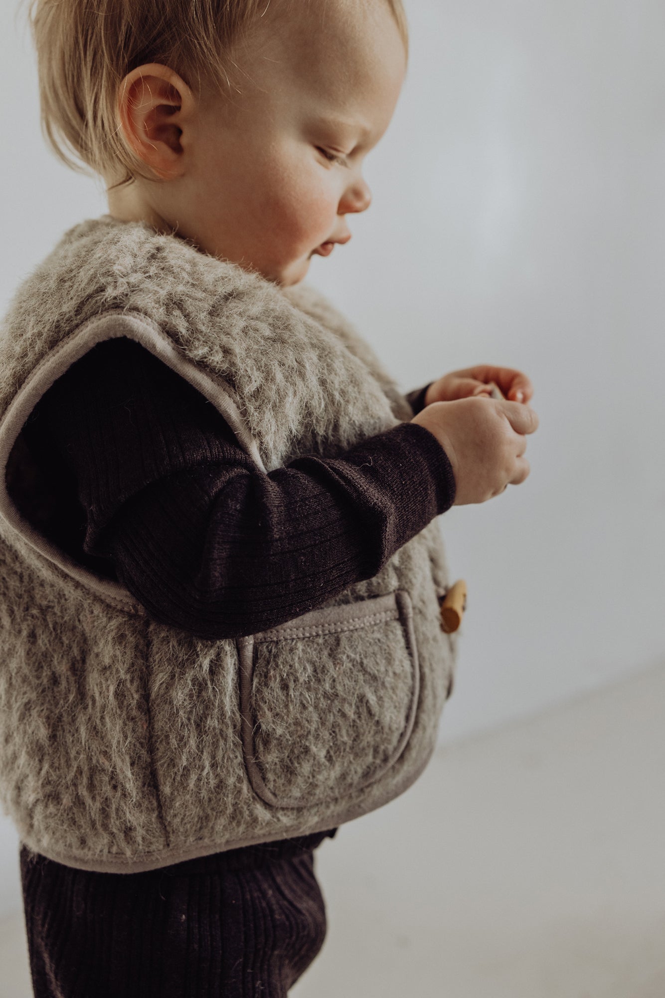 Wool Sherpa Vest - Sand