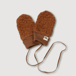 Wool Sherpa Mittens - Chestnut