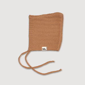 Wool Knitted Bonnet - Fawn